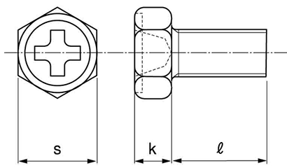 鉄(+)小形六角アプセット頭 小ねじ 製品図面