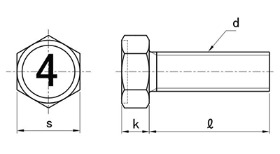 鉄 (4マーク) 六角アプセット頭 小ねじ 製品図面