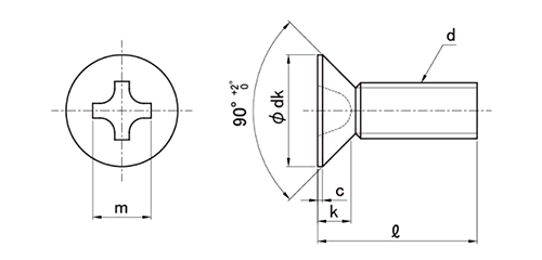 銅(C1100) (+)皿頭 小ねじ 製品図面