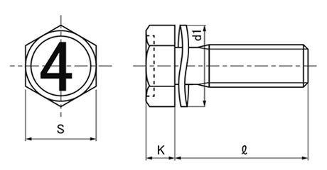 鉄 (4マーク)六角アプセット頭セムス小ねじ SP＝2 (ツーロック・バネ座組込) 製品図面