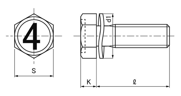 鉄 (4マーク)小形六角アプセット頭セムス小ねじ SP＝2 (ツーロック・バネ座組込) 製品図面