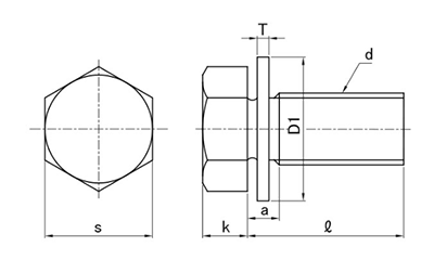 鉄 六角トリーマ頭セムス小ねじ PK＝1(JIS小形平座組込) 製品図面