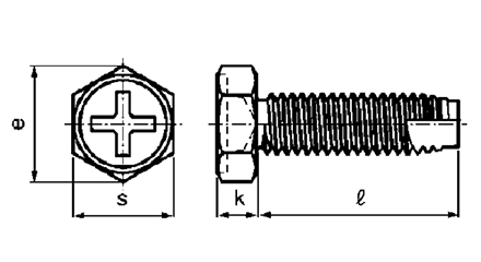 鉄(+)六角アプセット頭 タッピンねじ(3種溝付き C-1形) 製品図面