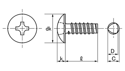 鉄 サンコータイト(+)Bタイプ トラス頭 製品図面