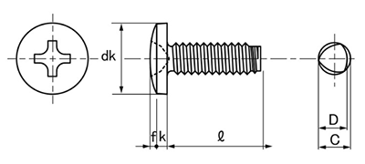 鉄 サンコータイト(+)Cタイプ バインド頭 製品図面