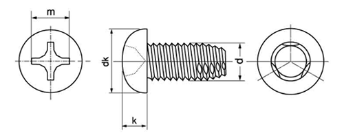 鉄(+)デルタイト3種 ナベ頭 製品図面