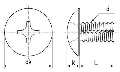 鉄 ノジロック Sタイプ(+)トラス頭 製品図面