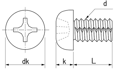 鉄 ノジロック Cタイプ(+)ナベ頭 製品図面