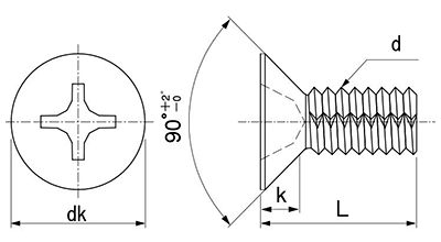 鉄 ノジロック CCタイプ(+)皿頭 製品図面