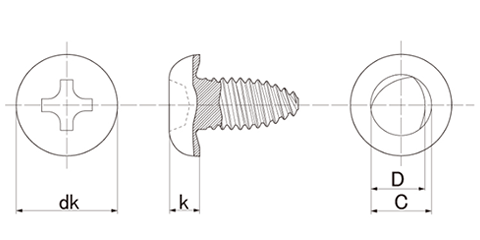 鉄(+)ファスタイト (+)なべ頭 (薄板用)(磯貝鋲螺工業) 製品図面