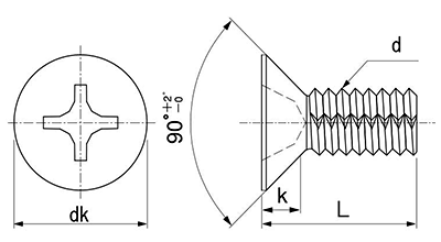 ステンレス ノジロック CCタイプ(+)皿頭 製品図面
