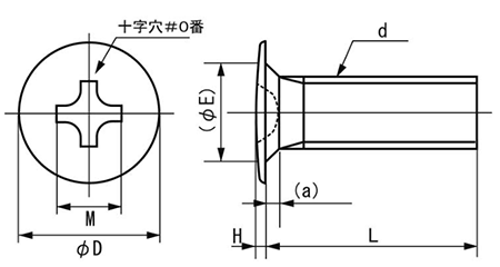 鉄(+)ラミクス(H2)小ねじ 超薄平頭小ねじ(日東精工製)(H＝0.2) 製品図面