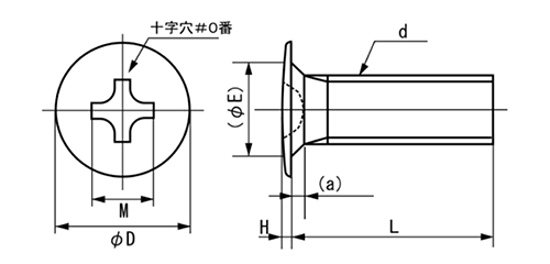 鉄(+)ラミクス(H2)小ねじ 超薄平頭小ねじ(日東精工製)(H＝0.2)(D3.5) 製品図面