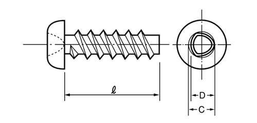 鉄(+)0番-3種 Pタイプ ナベ頭 製品図面