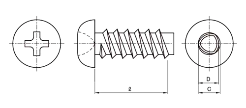 ステンレス (+)0番-1種 Pタイプ ナベ頭 製品図面