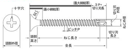 鉄 MBテクス Wリード 皿頭ラッパ (WLR)(石膏ボード+鉄骨用)(JPF品) 製品図面