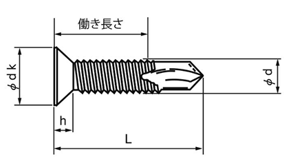 鉄 ピアス 皿頭 小頭(頭径D＝6)(細目) 製品図面