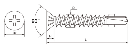 鉄 FRX ドリルネジ(リーマフレキ付)(ミヤガワ製) 製品図面