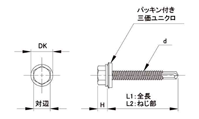 鉄 ダンバ シールリング HEX(六角頭)(若井製) 製品図面