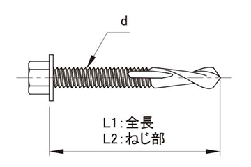 鉄 ダンバ H鋼 HEX(六角頭) (厚物鋼板用)(若井製) 製品図面
