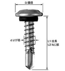 鉄 パッキンダンバ 頭部新茶色 (パッキン シール付)(薄鋼板x鉄骨)(若井製) 製品図面