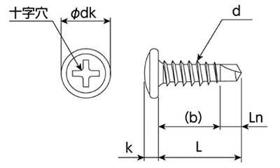パッチスクリューPS-P (鉄ドリル)(薄鋼板リベット代用)(パック入) 製品図面