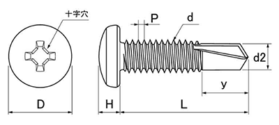 鉄(+)(■)AXプレミアムマルチ PAN (なべ頭)(パック入)(+四角穴兼用) 製品図面