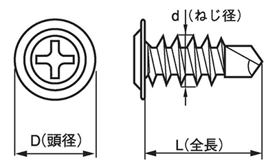 鉄 ノンウエルダーTD (薄頭シンワッシャー/ ドリルタイプ)(無溶接ビス) 製品図面