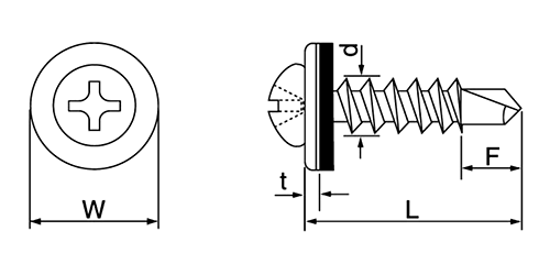鉄 クイックビス シーリング PAN (なべ頭)(山喜産業) 製品図面