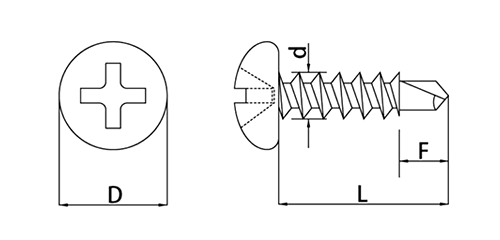 鉄 クイックビス PAN (なべ頭)(100本小袋入り)(山喜産業) 製品図面