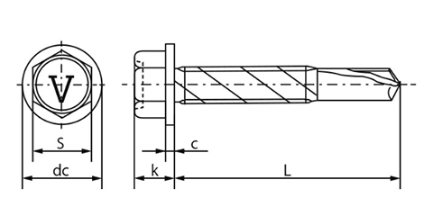 パーフェクトステンレス PS550 EXCEL HEX(六角頭) サンロック(丸ヱム製作所) 製品図面