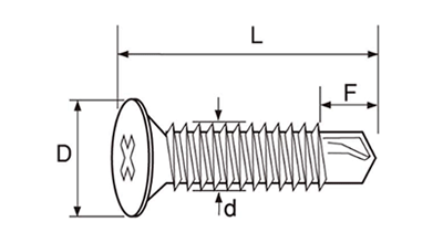 ステンレス SUS410 フラッシュポイント 皿頭 小頭(頭径D＝6)(粗目) 製品図面