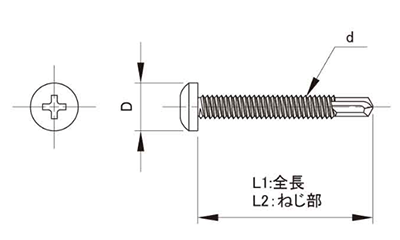 ステンレス SUS410 ダンバ PAN(なべ頭)(若井製) 製品図面