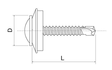 ステンレス SUS410 リベットダンバ シーリング付 (平シンワッシャー頭)(若井製) 製品図面