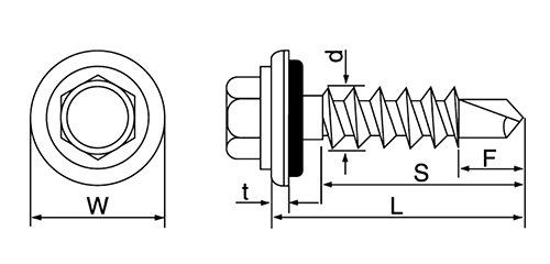 ステンレス SUS410 クイックビスシーリング HEX(六角頭)(山喜産業) 製品図面