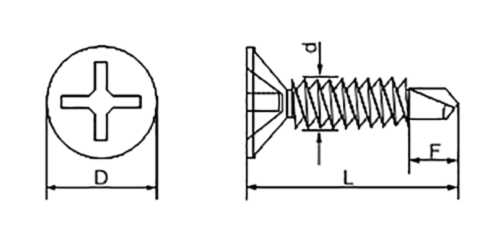ステンレス SUS410 クイックビス アルミサッシ用 皿頭 小頭(頭径D＝7)(細目)(山喜産業) 製品図面