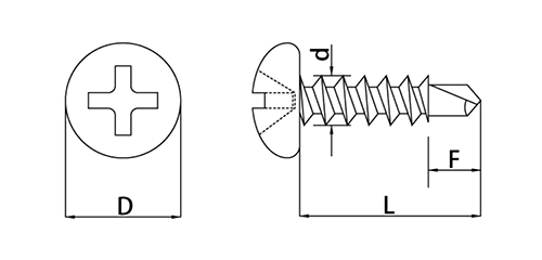 ステンレス SUS410 クイックビス PAN (なべ頭)(100本小袋入り)(山喜産業) 製品図面