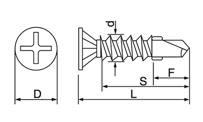 ステンレス SUS410 クイックビス リーマフレキ頭 (100本小袋入り)(山喜産業) 製品図面