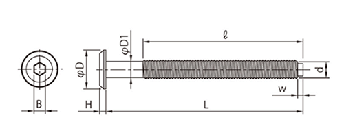 鉄 ジョイントコネクターボルトCタイプ JCB-C(六角穴スパナ径4mm)(頭径D＝13) 製品図面