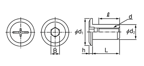鉄 ジョイントコネクター飾りナット(六角穴スパナ径5mm)JCN-A 製品図面