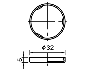 樹脂 レーベル用キャップ(白色φ32)(ムラコシ精工) 製品図面