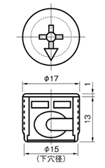 ムラコシ精工 エキセンティージョイント 本体 (木工ジョイント用/樹脂+亜鉛ダイキャスト) 製品図面