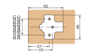 ムラコシ精工 スライドヒンジ ベースプレート(クロスタイプ)(BA230Z・232Z) 製品図面