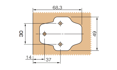 ムラコシ精工 スライドヒンジ ベースプレート(クロスタイプ)(BATP0H) 製品図面