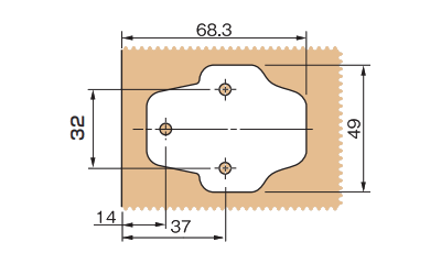 ムラコシ精工 スライドヒンジ ベースプレート(クロスタイプ)(BATP2H) 製品図面