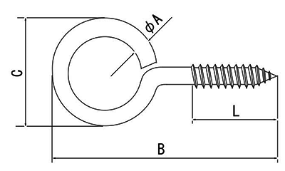 鉄 コーティングヒートン (線径x輪外径x全長) 製品図面