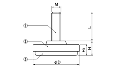 ダイキャストアジャスター(A110-)(底ABS)クローム仕上げ 製品図面