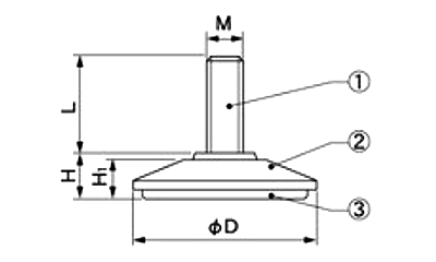 ダイキャスト テーパーアジャスター(A109)(底ABS)クローム仕上げ 製品図面
