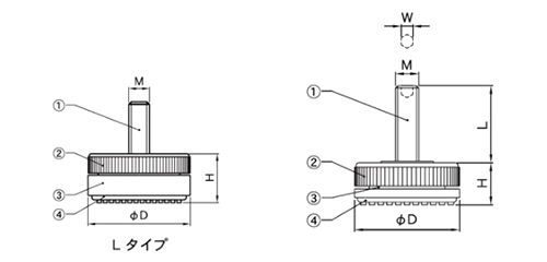 ナイロン樹脂 フリーロールアジャスター(A800-L)(上下2重構造)(宮川公製作所) 製品図面