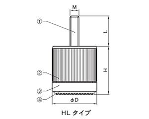 ナイロン樹脂 フリーロールアジャスター(A800-HL)(上下2重構造)(宮川公製作所) 製品図面